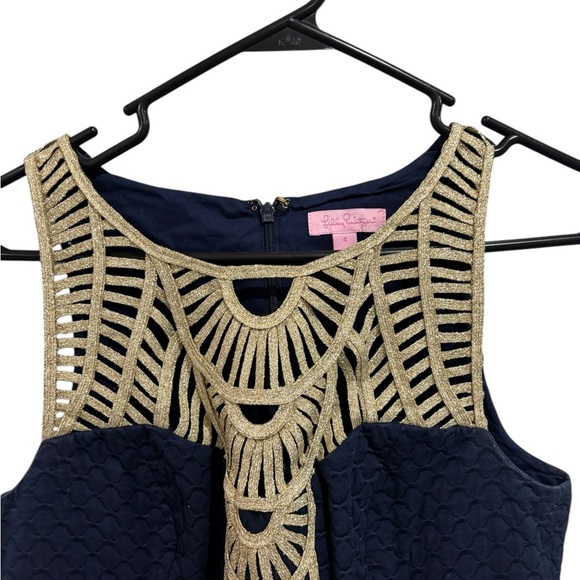 Lilly Pulitzer True Navy/Soutache Gold Tana Shift Dress 4R $228 - Picture 6 of 15